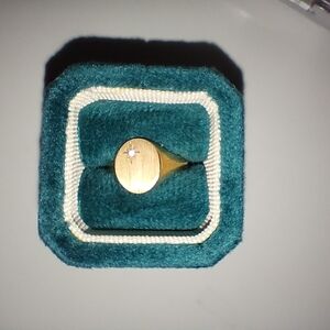 10kt Gold Signet Ring with Single Diamond